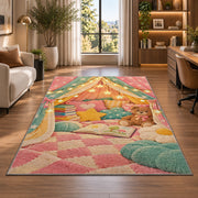 Kids Reading Tent rug in a living room with a desk and large windows