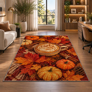 Pumpkin Spice Latte rug in a living room with a desk and large windows