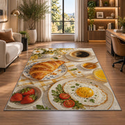Breakfast Coffee Table rug in a living room with a desk and large windows