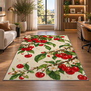 Cherry Branch Rug in a living room with a desk and large windows