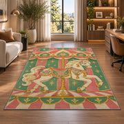 Carousel Horse Rug in a living room with a desk and large windows