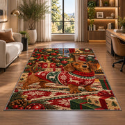 Christmas Dachshund Rug in a living room with a desk and large windows