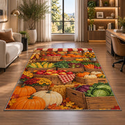 Farmers Market Stand rug in a living room with a desk and large windows