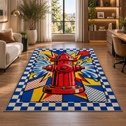 Pop Art Fire Hydrant rug in a living room with a desk and large windows