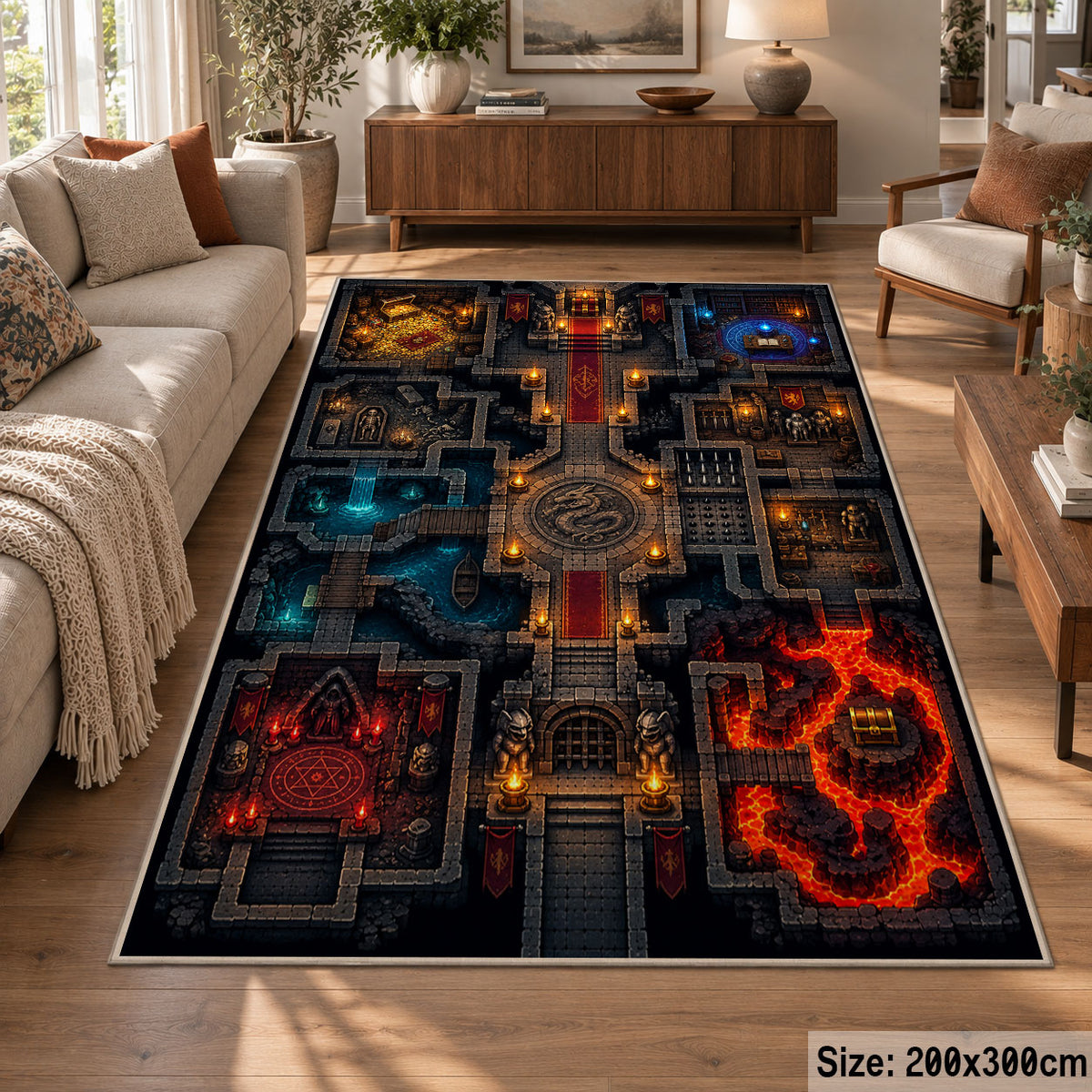 Fantasy Dungeon Map Area Rug shown in room setting, view 7