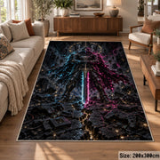 Glowing Fantasy Blade Area Rug shown in room setting, view 7