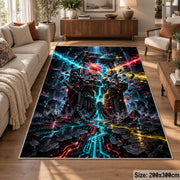 Neon Sci-Fi Battle Area Rug shown in room setting, view 7