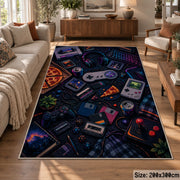 Retro Game Controller Collage Area Rug shown in room setting, view 7