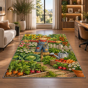 Scarecrow Garden Rug in a living room with a desk and large windows