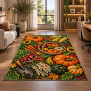Fall Harvest Garden Rug in a living room with a desk and large windows