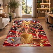Gymnastics Podium Rug in a living room with a desk and large windows