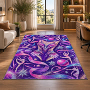 Sparkly Leotard Rug in a living room with a desk and large windows
