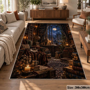 Moonlit Library Reading Nook Area Rug shown in room setting, view 7