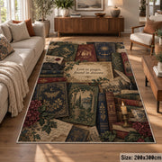 Botanical Vintage Books Area Rug shown in room setting, view 7