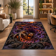 Demon claw abyss vortex area rug in a bright home office