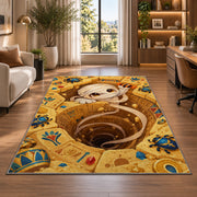 Cute mummy Egyptian tomb area rug in a bright home office