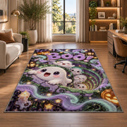 Cute Boo ghost well area rug in a bright home office