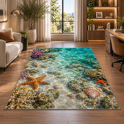 Turquoise Coral Reef Rug, Starfish Ocean Area Carpet for Coastal Bedroom and Kids Room Decor - image 7