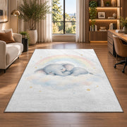 Sleeping Elephant Rainbow Rug, Soft Pastel Nursery Area Carpet for Baby Bedroom and Kids Decor - image 7