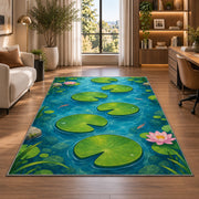 Green Lily Pad Pond Rug, Blue Water Nature Area Carpet for Kids Bedroom and Peaceful Room Decor - image 7