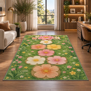 Pastel Flower Garden Rug, Pink Daisy Green Area Carpet for Kids Bedroom and Spring Room Decor - image 7