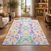 Lavender Botanical Mandala Rug, Pastel Flower Area Carpet for Kids Bedroom and Serene Room Decor - image 7
