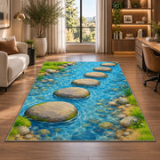 River Stepping Stone Rug, Blue Water Garden Area Carpet for Kids Bedroom and Nature Room Decor - image 7