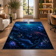 Deep Blue Underwater Rug, Ocean Reef Area Carpet for Kids Bedroom and Coastal Living Room Decor - image 7