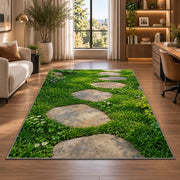 Green Garden Stone Path Rug, Meadow Nature Area Carpet for Kids Bedroom and Cozy Room Decor - image 7