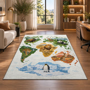 Illustrated Animal World Map Rug, Colorful Geography Area Carpet for Kids Bedroom and Playroom - image 7
