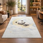 Sleeping Panda Moon Rug, Cream Nursery Area Carpet for Baby Bedroom and Gentle Kids Room Decor - image 7