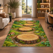 Woodland Tree Stump Path Rug, Green Forest Area Carpet for Kids Bedroom and Nature Room Decor - image 7