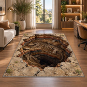 Rustic Cracked Earth Portal Rug, Brown Stone Illusion Area Carpet for Bedroom and Adventure Decor - image 7