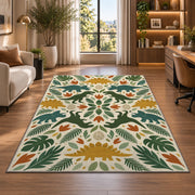 Green Botanical Floral Rug, Cream Leaf and Flower Area Carpet for Bedroom and Cozy Home Decor - image 7