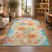 Pastel Peach Floral Mandala Rug, room view 7