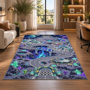 Purple Futuristic City Road Rug, room view 7