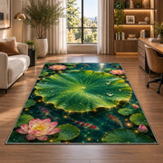 Green Lotus Pond Blossom Rug, room view 7