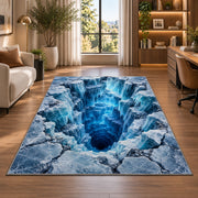 Icy Blue Cracked Floor Illusion Rug, room view 7