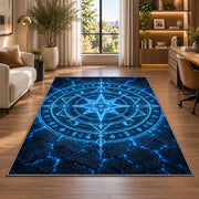 Blue Celestial Compass Rug, room view 7