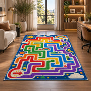 Rainbow Maze Lines Rug, room view 7