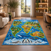 Wildlife Continent Map Rug, Printed Area Carpet for Kids Bedroom and Cozy Living Room Decor - image 7