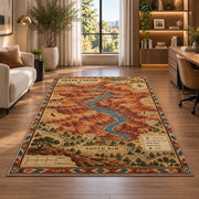 Grand Canyon South Rim map rug in a bright home office