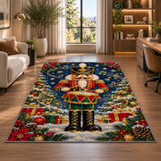 Drummer Nutcracker Rug in a living room with a desk and large windows