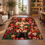 Cute Chibi Nutcracker Rug in a living room with a desk and large windows