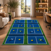 Pickleball Club Courts Rug in a living room with a desk and large windows