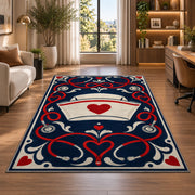 Vintage Nurse Cap Rug in a living room with a desk and large windows