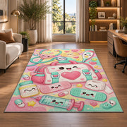 Cute Medical Bag Rug in a living room with a desk and large windows
