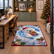Cute Polar Bear Gift Christmas Rug under a desk in a festive study