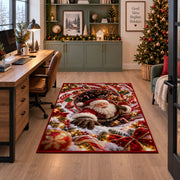 Santa Christmas Rug under a desk in a festive study