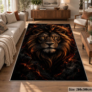 Dark Lion Portrait area rug in black, bronze and ember orange, view 7